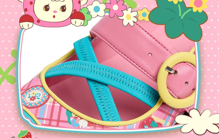 Blue and Pink Round Toe PU Shoes