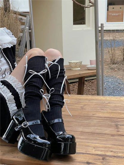 6 Color Options Balletcore Bowknot Ribbon Stockings