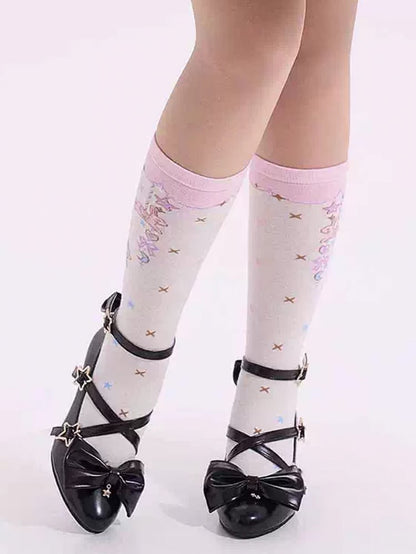 Black Bow at Top Star Buckle Straps High Heels