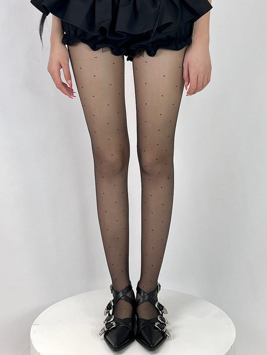Thin Version Black Polka-dot Pattern Tights