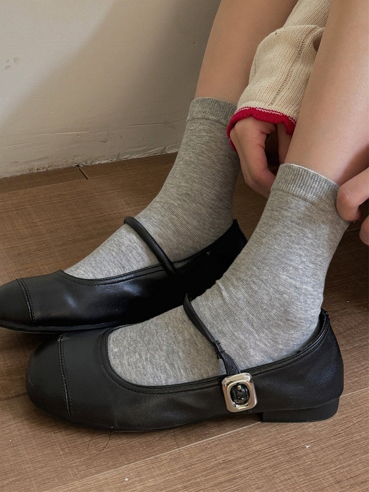 White/Light Grey/Dark Grey/Dark Red/Black Cotton Calf Socks