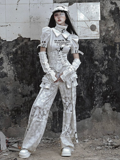 Grey Irregular Shape Boned Corset Belt