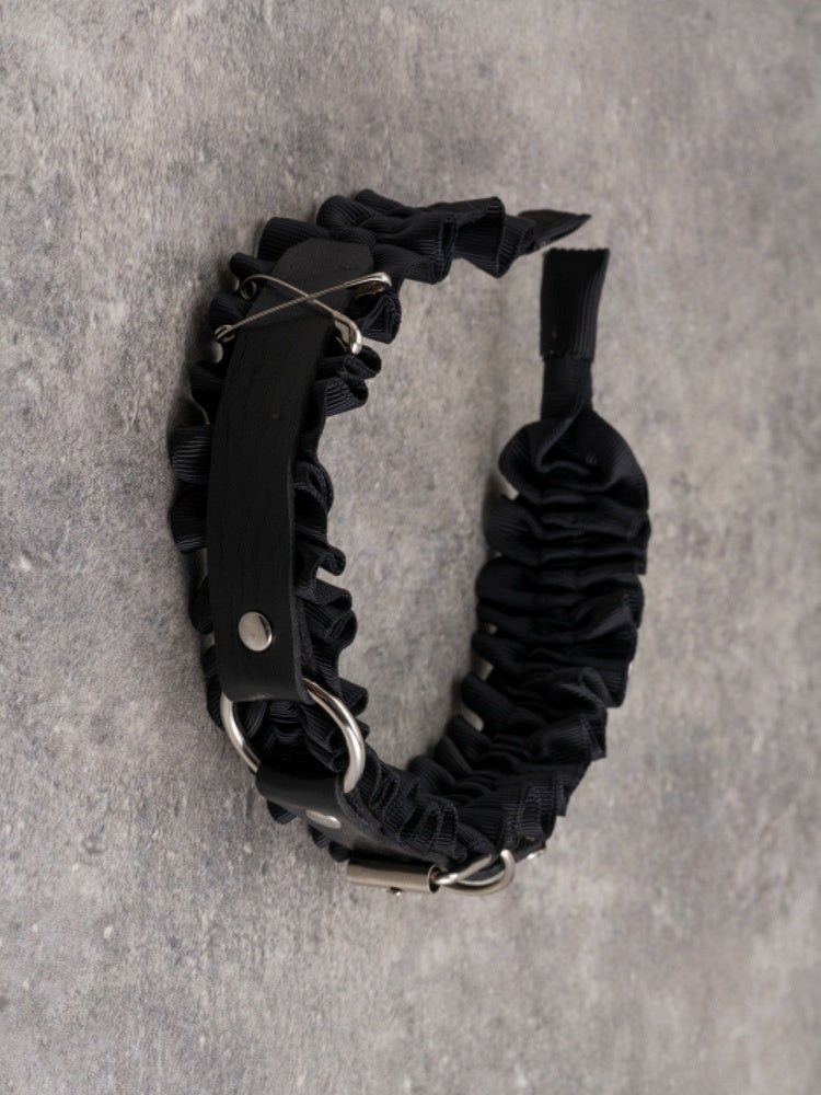 Black Gothic Buckle And Pin Decorated Ruffled KC