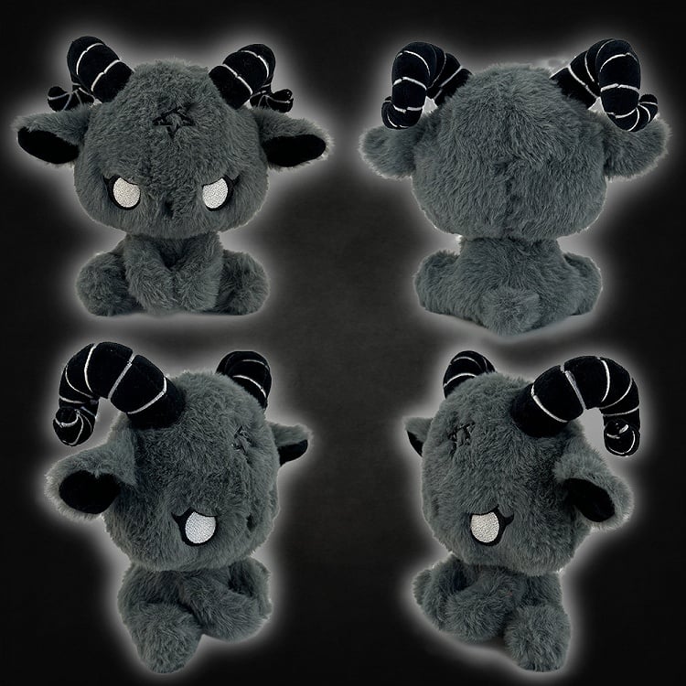 Black and Grey Gothic Evil Goat Plushie