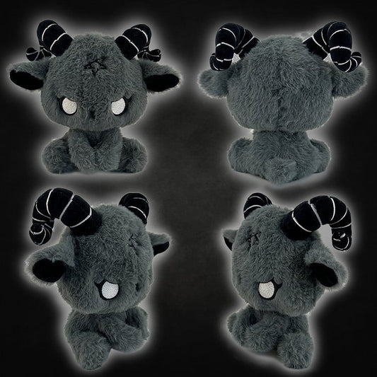 Black and Grey Gothic Evil Goat Plushie