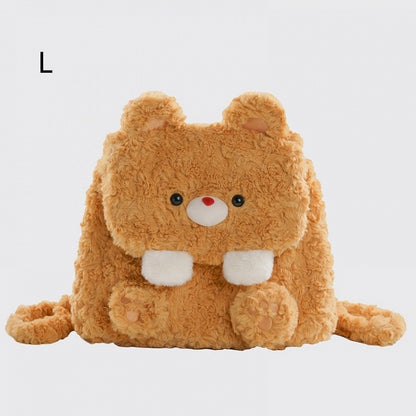 Dark Yellow Cute Bear Plush Backpack Flap Bag Middle/Large Size