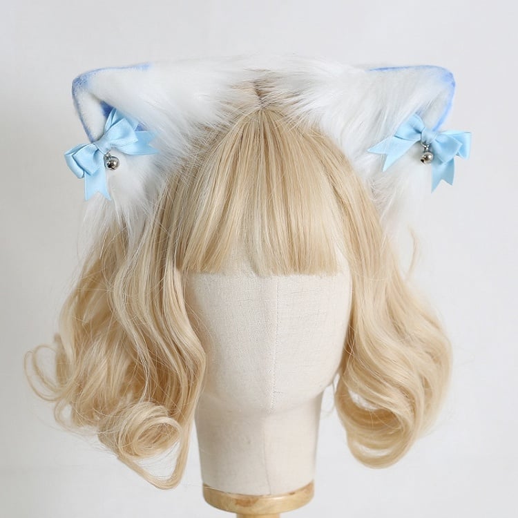 7 Colors Faux Fur Kitty Ear KC with Detachable Bell-Decorated Bows
