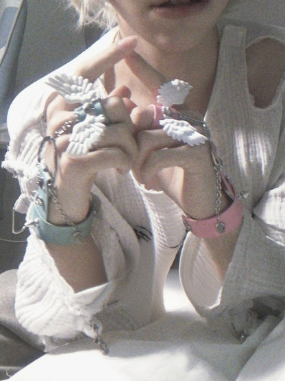 Blue/Pink/Black Heart Wing Bracelet