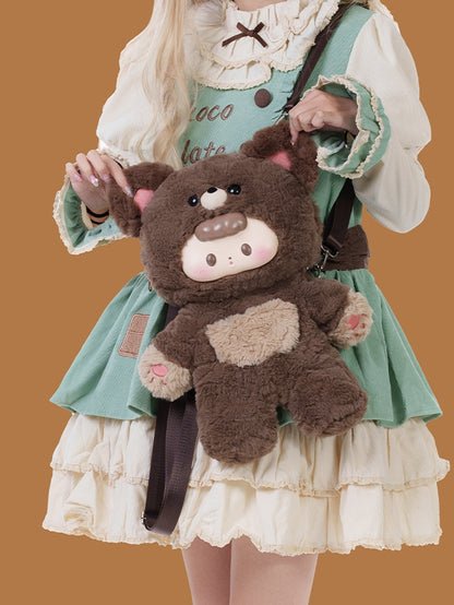 Brown 35cm Plush Bear Backpack Detachable Shoulder Straps