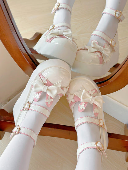Beige Bunny Ear Design Bowknot Sweet Lolita Platforms