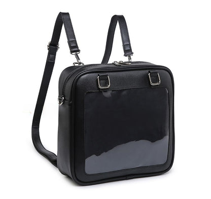 Black/White/Light Blue Square PU Tote Ita Bag