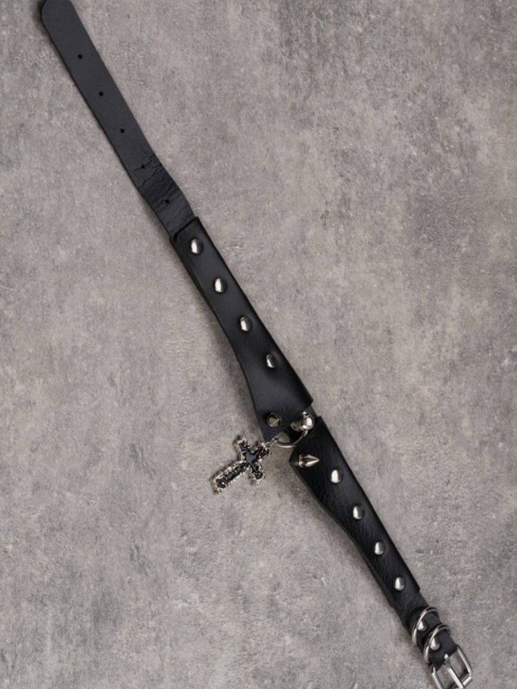 Black Gothic Cross Pendant Studs Design Buckle Choker