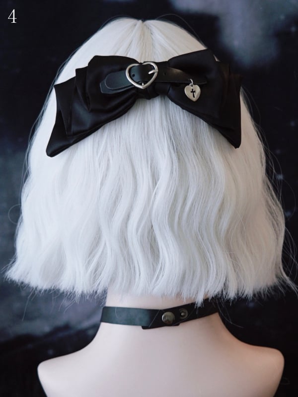 Black Gothic Heart Buckle Bowknot Hairclip