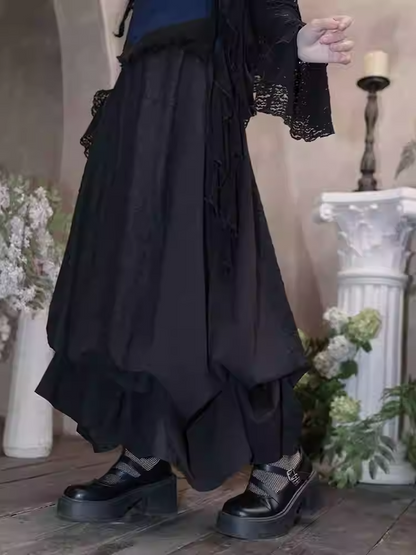 Black Ankle Length Bubble Skirt
