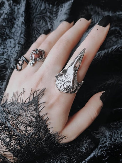 Gothic Silver Punk Rock Bird Skull Ring