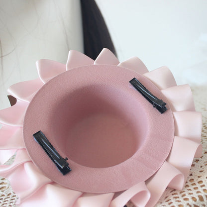 6 Color Options Chocolate Decorated Bowknot Details Plush Bear Ear Mini Hat