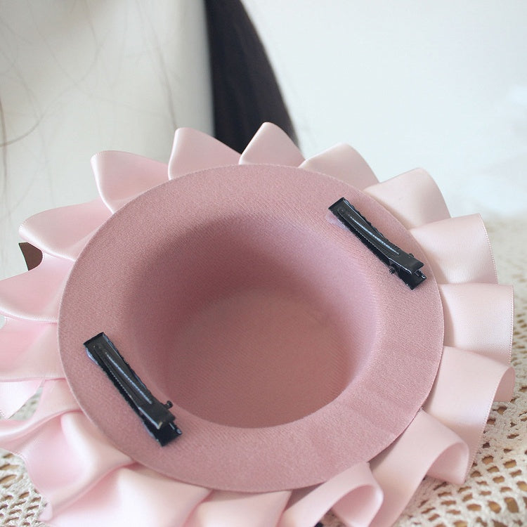 6 Color Options Chocolate Decorated Bowknot Details Plush Bear Ear Mini Hat