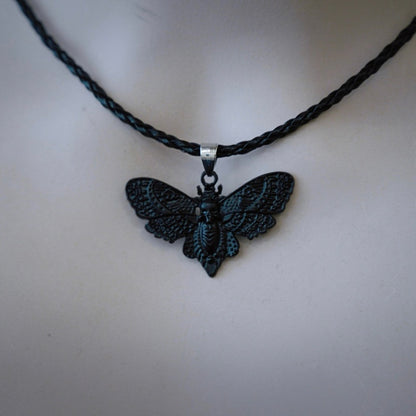 Handmade Gothic Black Moth Pendant Necklace