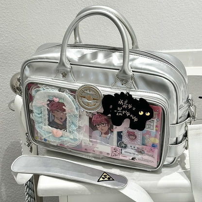 Kitty Decorated Large Capacity Crossbody Ita Bag White/Silver/Brown/Black/Blue/Yellow