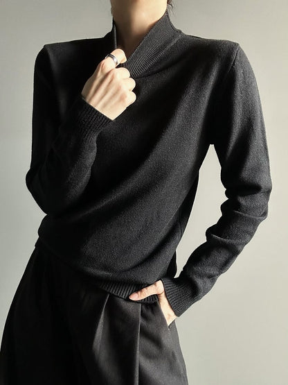 Ouji Lolita Black Unisex Slim Fit Long-Sleeve Turtleneck Sweater