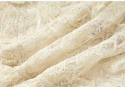 Apricot Vintage High Waist Romantic Stars Pattern Lace Skirt