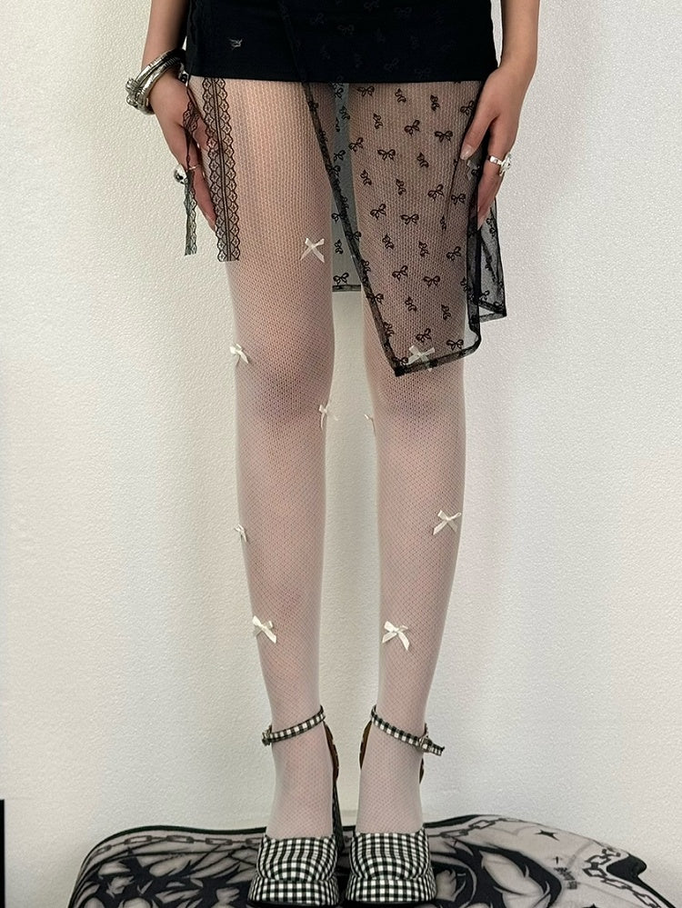5 Color Options Gyaru Fashion Bowknot Details Tights