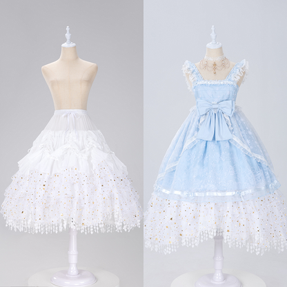 Glittering Stars Adjustable Length Gorgeous Fish-bone Petticoat White/Beige/Black