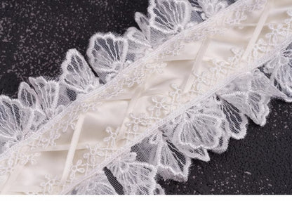 Crosses and Blue Wings White Bowknots Lace Hairband