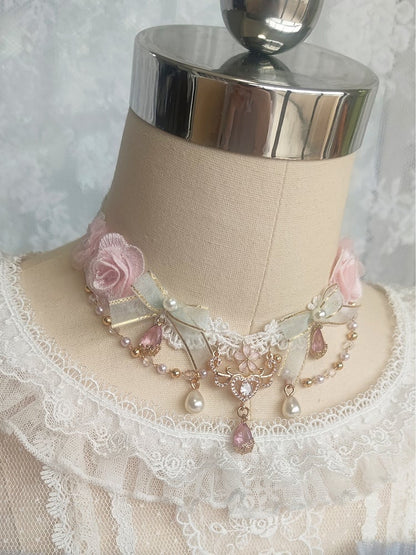 Blue Princess Lolita Floral Embroidery Corset Dress Lolita JSK Full Set