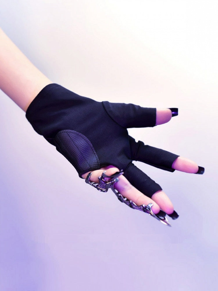 Black Cyberpunk Three-finger Gloves