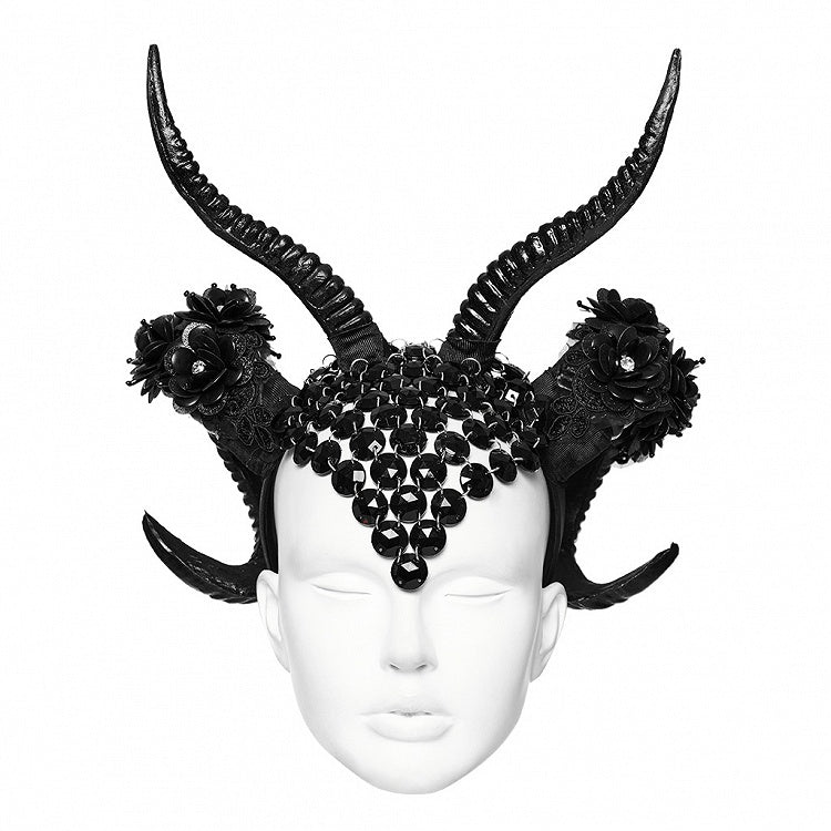 Black Goth Demon Horn Headwear