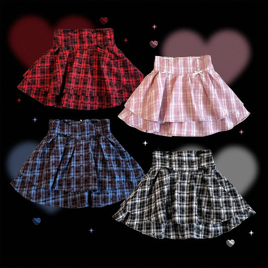 Sweet & Edgy Plaid Tiered Skirt: Jirai Kei High-Waist in 3 Colors