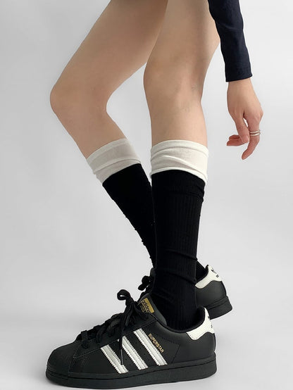 Black&Beige Knitted Calf Socks