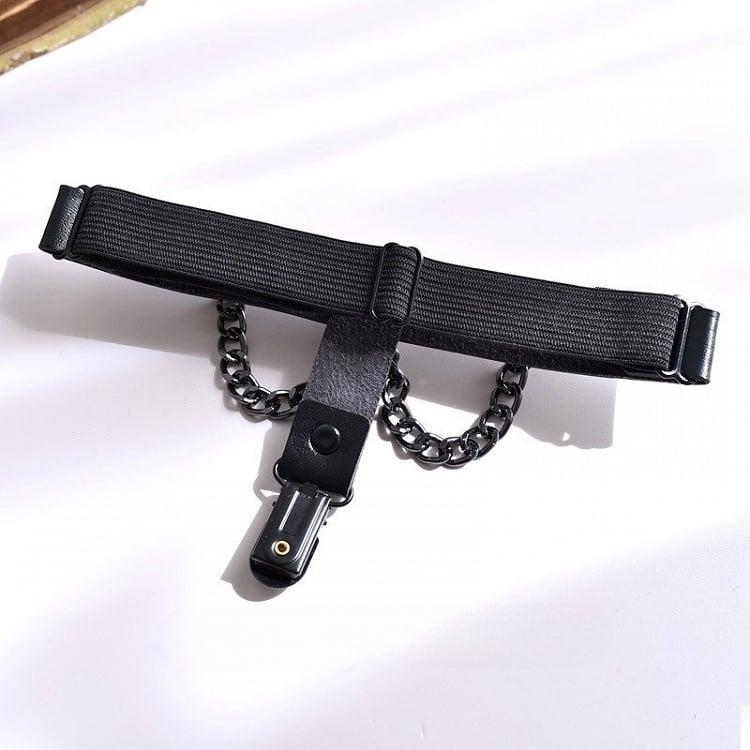 Black Gothic Punk PU Garter with Chains