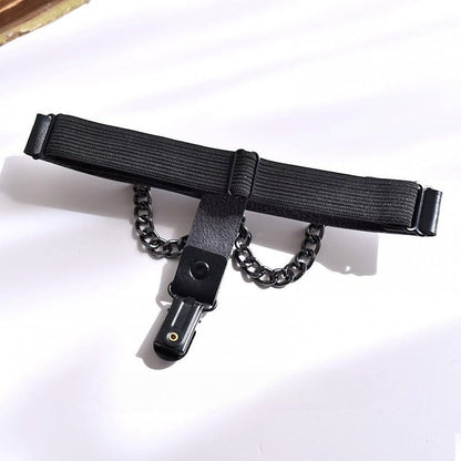 Black Gothic Punk PU Garter with Chains