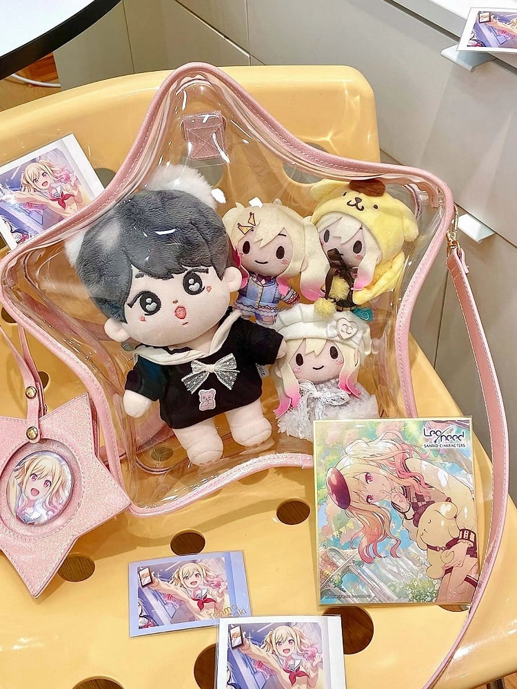 Pink PU Star-shaped Ita Bag Set with Detachable Badge Charm