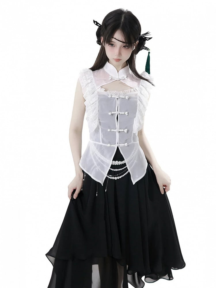 Black Chiffon Spaghetti Strap Dress Long/Short Version