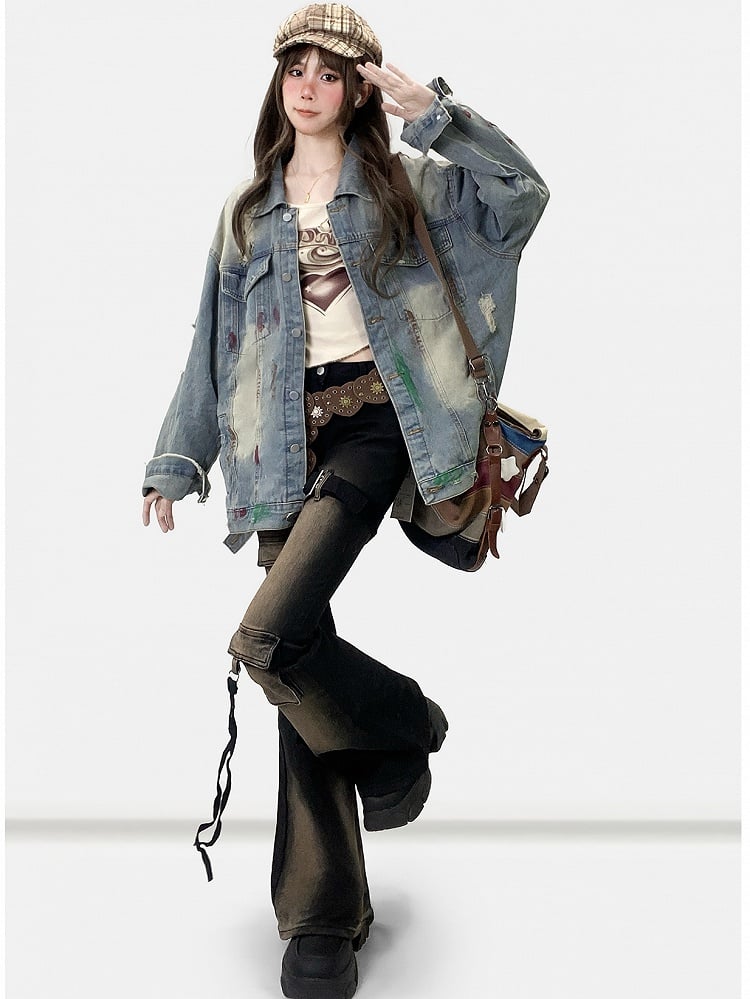 Black Bittersweet Distressed Design Flare Silhouette Jeans