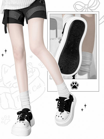 Black Kitty Design Claw Pattern Platform Sneakers