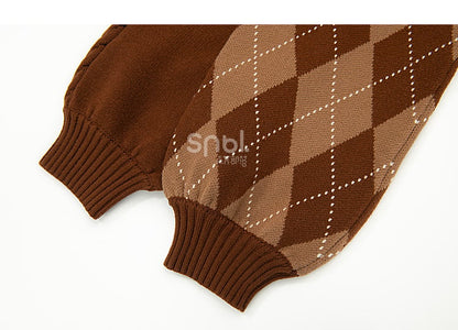 Daisies and Bunny Embroidery Brown Cardigan