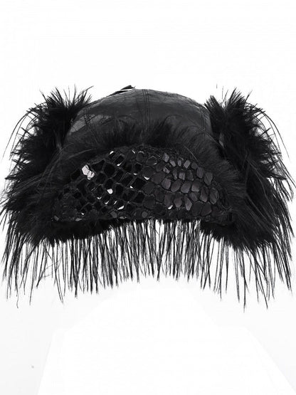 Black Gothic Snake Skin Design Shaggy Winter Hat