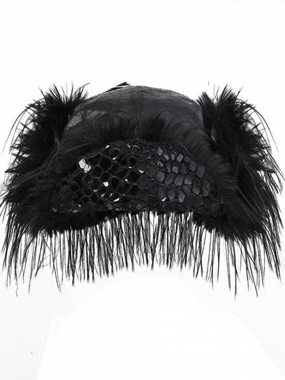 Black Gothic Snake Skin Design Shaggy Winter Hat