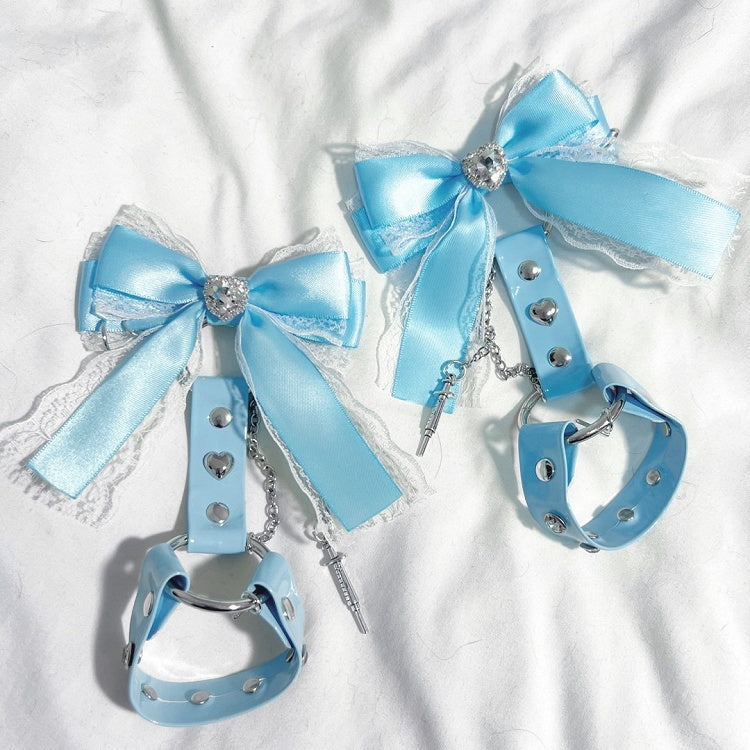 Black/Pink/White/Blue Stud Jirai Kei Bowknot Punk Hairclips