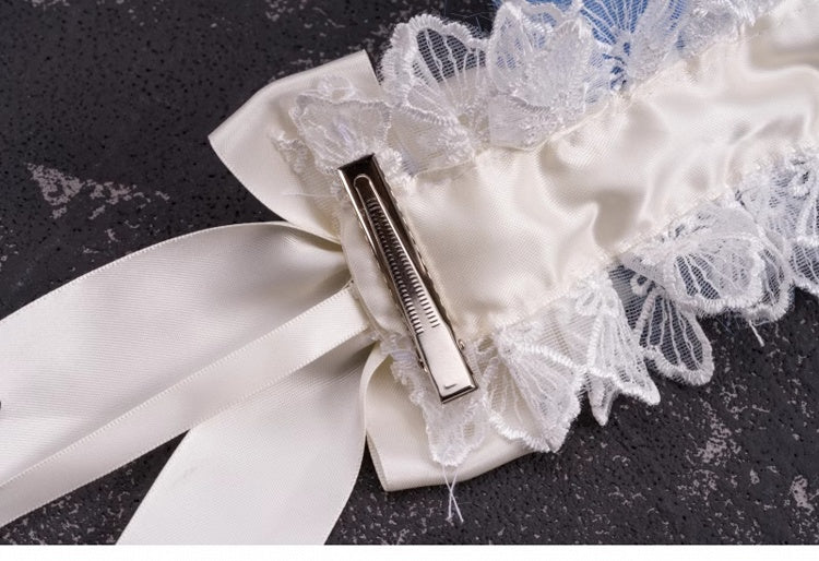 Handmade Wings Blue and White Bowknots Kitty Ears Hairband