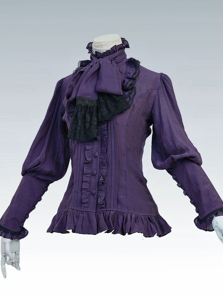 Clearance - Size S for Bust 86CM Victorian Bustle Historical Costume Purple Shirt
