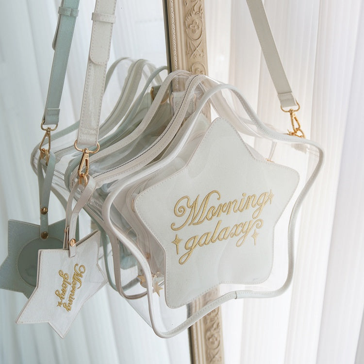 White PU Star-shaped Ita Bag Set with Detachable Badge Charm