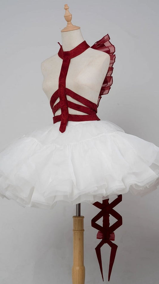 Clearance-Red Gothic Snake Bone Back Accessory