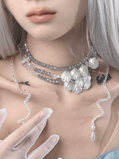 Sea Shell Pendants Fairy Kei Layered Beaded Necklace