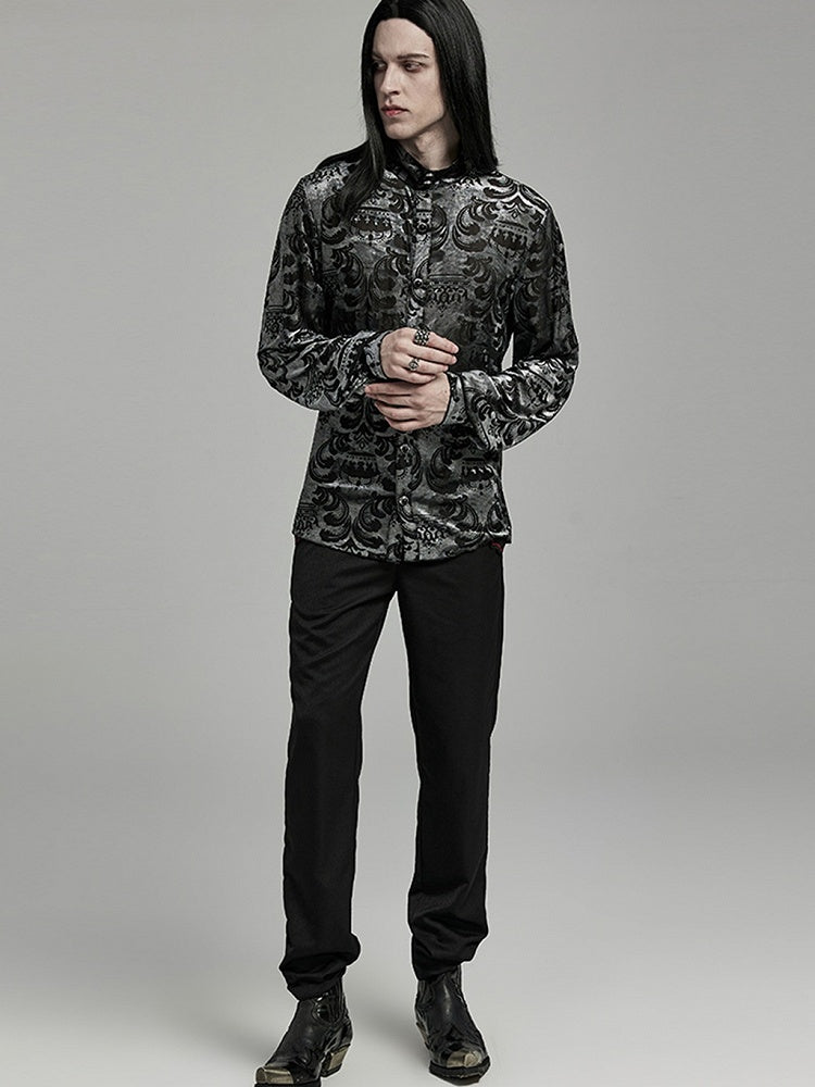Black and Gray Goth Men's Shirt