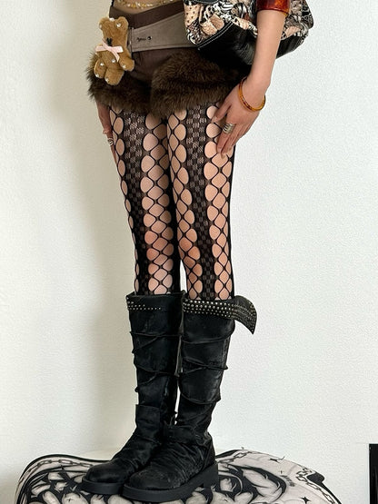 Black Y2K Cut-out Design Tights